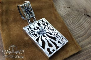 Серебряный кулон с символами знаков зодиака