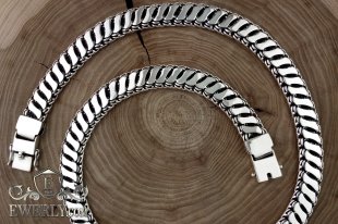 Silver chain "Double Bismarck with overlays", фото