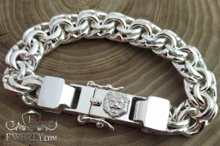 Silver bracelet "Bismarck" with the image of a lion, фото