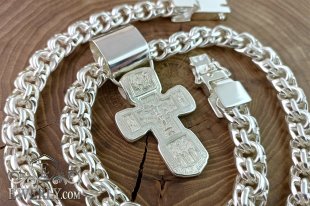 Chain Bismarck 200 grams with cross for men, фото