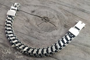 Silver bracelet "Double Bismarck with overlays", фото
