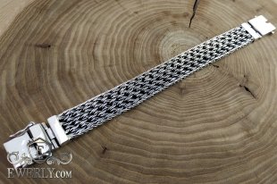Silver bracelet - Double Thai weaving, фото