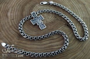 silver chain "Bismarck" with cross, фото