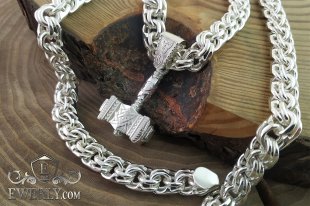 Bismarck chain with Hammer pendant in silver, фото