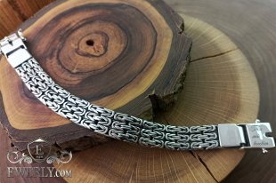 Massive bracelet "Triple Byzantium" made of silver, фото