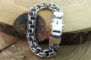 Men's massive silver bracelet with blackening, фото